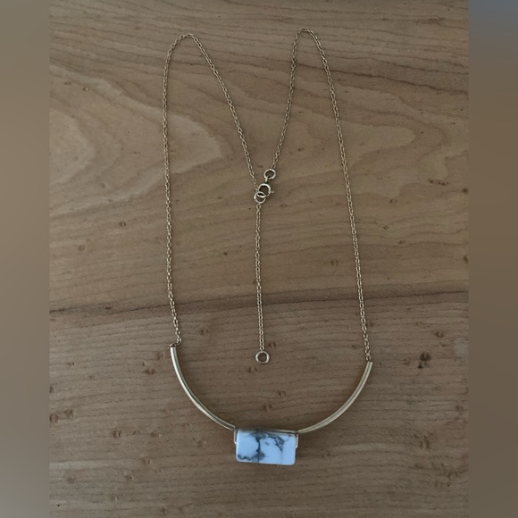 Anthropologie Gold Necklace with White Marble Accent - Picture 3 of 3